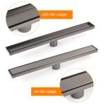 Gun Metal Bathroom Tile Insert 800mm Linear Shower Grate Floor Drain 50mm Waste - Image 5