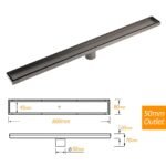 Gun Metal Bathroom Tile Insert 800mm Linear Shower Grate Floor Drain 50mm Waste - Image 7