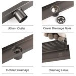 Gun Metal Stainless Steel 600mm Strip Fence Shower Grate Floor Drain 50mm Waste - Image 4