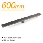 Gun Metal Stainless Steel 600mm Strip Fence Shower Grate Floor Drain 50mm Waste - Image 2