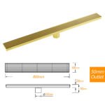 Brushed Gold Bathroom 800mm Strip Fence Long Shower Grate Floor Drain 50mm Waste - Image 3