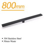 Matt Black 800mm Strip Fence Shower Grate Floor Drain Central 50mm Waste Outlet - Image 2