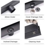 Matt Black 800mm Strip Fence Shower Grate Floor Drain Central 50mm Waste Outlet - Image 4
