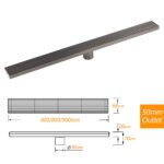 Watermark Gun Metal 800mm Strip Fence Linear Shower Grate Floor Drain 50mm Waste - Image 3