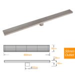 Silver 304 Stainless Steel 900mm Strip Fence Shower Grate Floor Drain 50mm Waste - Image 2
