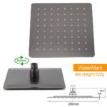 Gun Metal 8" Square Large Rainfall Shower Head 400mm Straight Wall Mounted Arm Set - Image 4