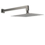 Gun Metal 10" Square Large Rainfall Shower Head 400mm Straight Wall Mounted Arm Set