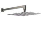 Gun Metal 12" Square Large Rainfall Shower Head 400mm Straight Wall Mounted Arm Set