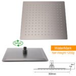 Gun Metal 12" Square Large Rainfall Shower Head 400mm Straight Wall Mounted Arm Set - Image 4