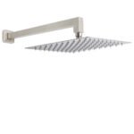 Brushed Nickel 12" Square Rainfall Shower Head + 400mm Straight Wall Mount Arm