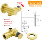 Brushed Gold Brass Handheld Shower Swivel Bracket Holder Water Inlet Elbow Connector Kit - Image 2