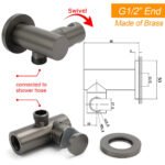 Gun Metal Grey Handheld Shower Head Swivel Bracket Holder Water Inlet Elbow Connector - Image 2