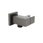 Gun Metal Grey Square Shower Head Holder Bracket Inlet Elbow Water Connector Kit