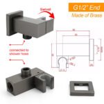 Gun Metal Grey Square Shower Head Holder Bracket Inlet Elbow Water Connector Kit - Image 2