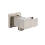 Brushed Nickel Square Bracket Flexible Shower Head Holder Wall Connector 1/2" End Thread