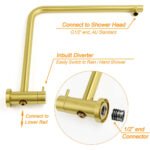 Brushed Gold 2in1 Shower Set 8" Round Head 3 Modes Handheld Sliding Rail Arm + Twin Taps - Image 4