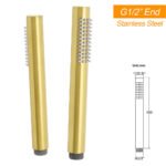 Brushed Gold Twin Shower Set Sliding Rail Arm 8" Round Head Stainless Steel Handheld Rose Combo - Image 8