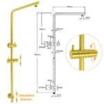 WELS Brushed Gold Dual Shower Set Large Round 12" Rainfall Head Metal Handheld Silde Rail Wall Taps - Image 3
