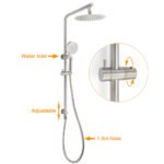 Brushed Nickel Dual Shower Set Sliding Rail Arm 8" Round Head Handheld Twin Taps Valve - Image 2