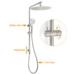 Brushed Nickel 2in1 Shower Set Sliding Rail Arm 12" Round Head Handheld Twin Taps Hot Cold Water Control - Image 2