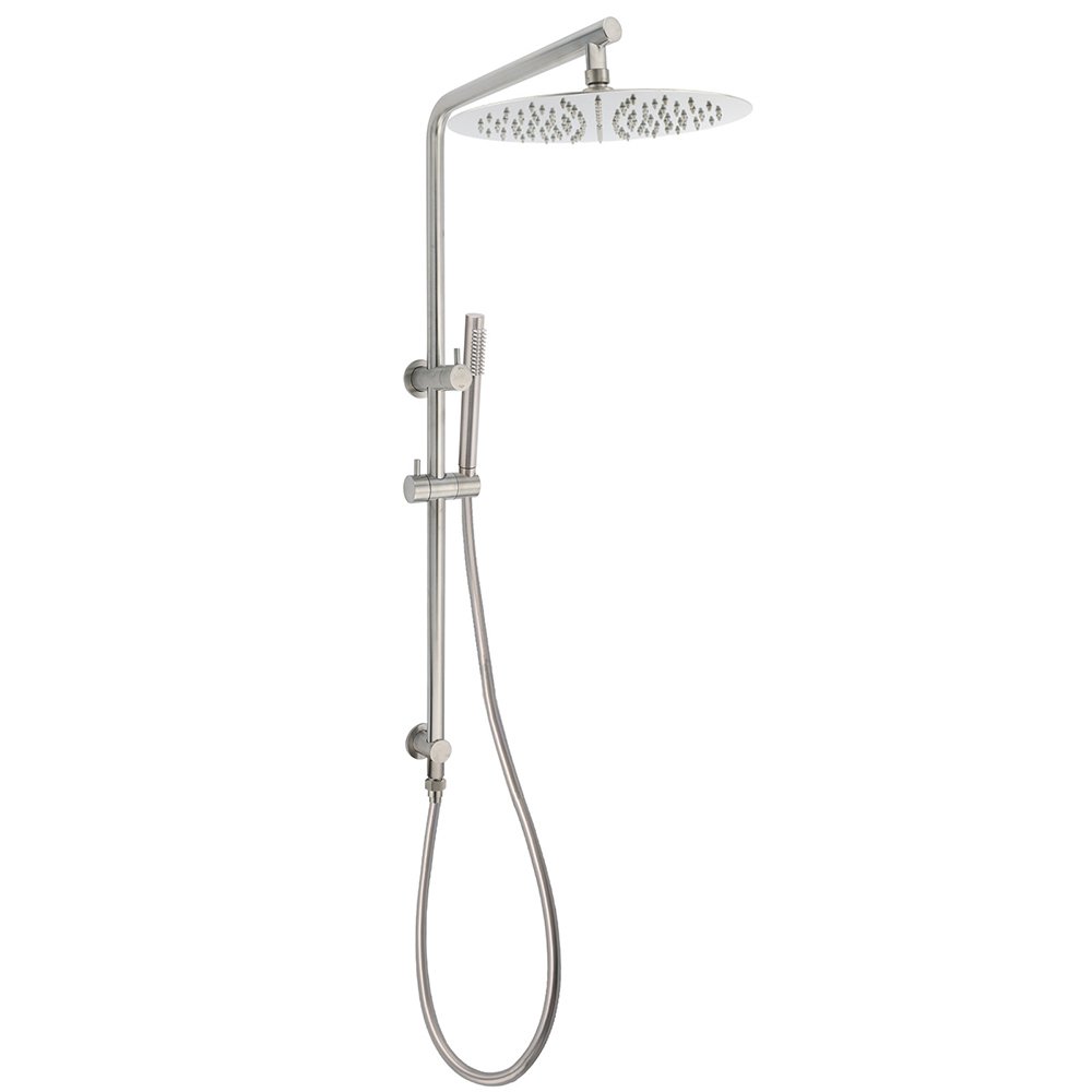 V1233-S4902BNSS019CBNKSR112N-202602062111-00 WELS Brushed Nickel Dual Shower Set Sliding Rail Arm 12" Round Head Handheld Rose Combo - Image 1
