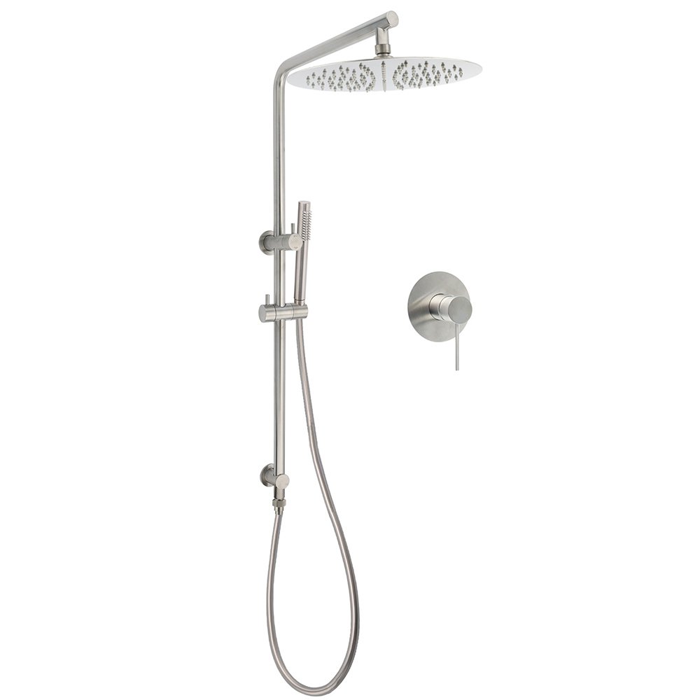 V1233-S4902BNSS019CBNKSR112NKRD201N-202602062111-00 WELS Brushed Nickel 2in1 Shower Set Sliding Rail Arm Large 12" Round Head Handheld Mixer - Image 1
