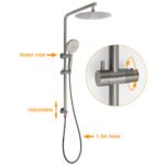 WELS Gun Metal Round 10" Twin Shower Head 3 Modes Handheld Slide Rail Diverter Mixer - Image 2