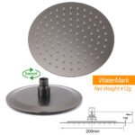 Gun Metal Round 8" Rainfall Shower Head + High Rise Gooseneck Wall Arm Bath Set - Image 4