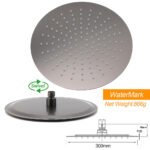 Gun Metal Round 12" Rainfall Shower Head + High Rise Gooseneck Wall Arm Bath Set - Image 4