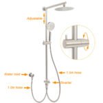 Brushed Nickel Round 8" Rain Head Shower Handheld Sliding Rail Arm Mixer 2in1 Set - Image 2