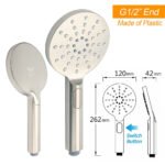 Brushed Nickel 2in1 Round 12" Stainless Steel Rainfall Head Shower Handheld Sliding Rail Arm Set - Image 9