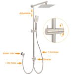 Brushed Nickel 2in1 Square 8" Thin Rainfall Head Shower Handheld Sliding Rail Arm Set - Image 2