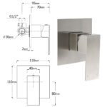 Brushed Nickel 8" Rain Head Shower Square 3 Modes Handheld Sliding Rail Arm Mixer Dual Set - Image 9