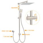 WELS Brushed Nickel 12" Rain Head Shower Square 3 Modes Handheld Sliding Rail Arm Mixer Dual Set - Image 2