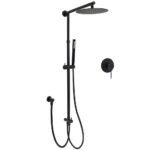 Matt Black 2in1 Round Shower 10" Rainfall Head Metal Handheld Sliding Rail Diverter Mixer Set