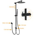 Matt Black 2in1 Round Shower 10" Rainfall Head Metal Handheld Sliding Rail Diverter Mixer Set - Image 2