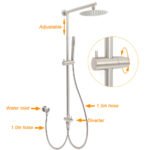 Brushed Nickel 8" Thin Rain Head Twin Shower Metal Handheld Rose Sliding Rail Arm Set With Mixer - Image 2