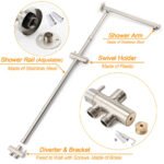 Brushed Nickel 8" Thin Rain Head Twin Shower Metal Handheld Rose Sliding Rail Arm Set With Mixer - Image 4
