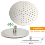 Brushed Nickel 8" Thin Rain Head Twin Shower Metal Handheld Rose Sliding Rail Arm Set With Mixer - Image 7