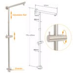 Brushed Nickel Dual Round 12" Stainless Steel Rain Shower Head Metal Handheld Sliding Rail Arm Set - Image 3