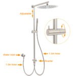 Brushed Nickel Round 12" SUS Rain Head Metal Handheld Shower Sliding Rail Arm Chrome Set + Twin Taps - Image 2