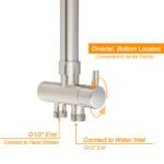 Brushed Nickel Round 12" SUS Rain Head Metal Handheld Shower Sliding Rail Arm Chrome Set + Twin Taps - Image 5