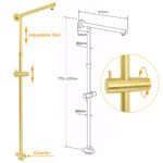 WELS Brushed Gold 8" Round Shower Head 3 Mode Handheld Rose Sliding Rail Twin Taps Set - Image 3