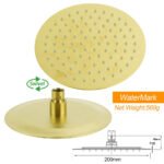 WELS Brushed Gold 8" Round Shower Head 3 Mode Handheld Rose Sliding Rail Twin Taps Set - Image 8