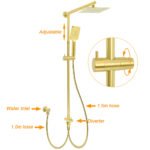 WELS Brushed Gold Square 8" Rain Shower Head 3 Mode Handheld Sliding Rail Arm Dual Mixer Set - Image 2