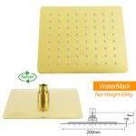 WELS Brushed Gold Square 8" Rain Shower Head 3 Mode Handheld Sliding Rail Arm Dual Mixer Set - Image 8