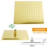 Brushed Gold Square 10" Rain Head 3 Mode Handheld Sliding Rail Wall Arm Dual Shower Taps Set - Image 7