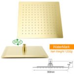 Brushed Gold Square 12" Rain Head 3 Mode Handheld Rose Sliding Rail Wall Arm Dual Shower Taps Set - Image 7