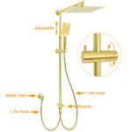 WELS Brushed Gold Square 12" Rainfall Head 3 Modes Handheld Sliding Rail Wall Mixer 2in1 Shower Set - Image 2