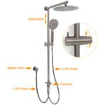 WELS Gun Metal Dual Round Shower 10" Rain Head 3 Mode Handheld Sliding Rail Arm Mixer Set - Image 2